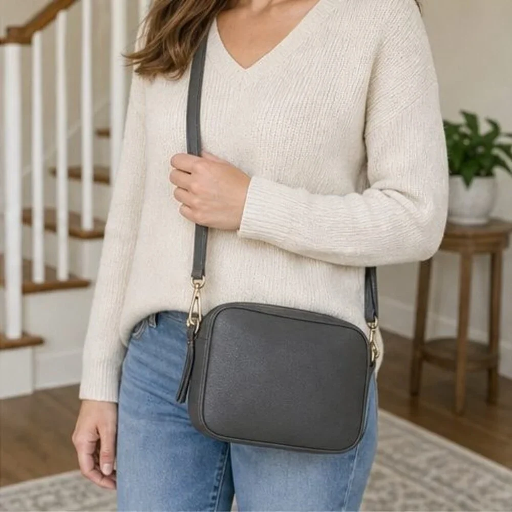 Tan Pebbled Crossbody Bag